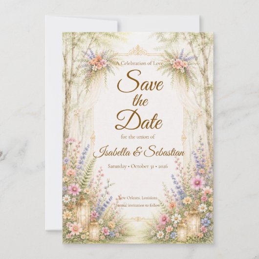 Verzaubernde Gartenhochzeit Save The Date (Vorderseite)