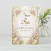 Verzaubernde Gartenhochzeit Save The Date (Stehend Vorderseite)