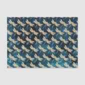 Verzaubernde Golddrachenfliegen auf Aquamarinem bl Seidenpapier (Vorderseite)