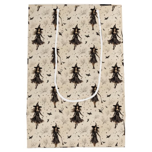 Verzaubernde Halloween-Leckerei-Hexen Mittlere Geschenktüte (Rückseite)