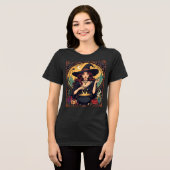 Verzaubernde Hexe mit Spinnen Tri-Blend Shirt (Vorderseite voll)