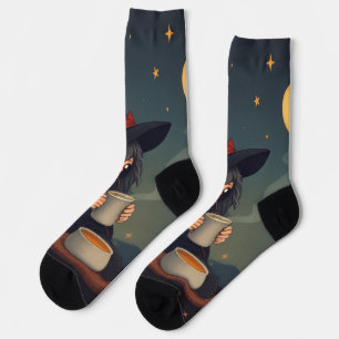 Verzaubernde Hexen-Kaffee-Socken – Halloween-Magie Socken