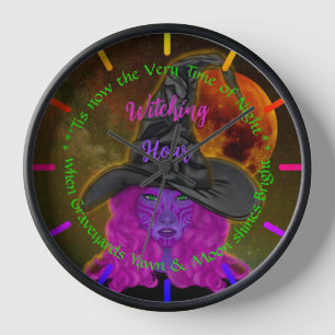 Verzaubernde Mitternachtsmagie Lila Hexe  Uhr