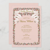 Verzaubernde Ribbons und Rose Pink Baby Shower Einladung (Vorne/Hinten)