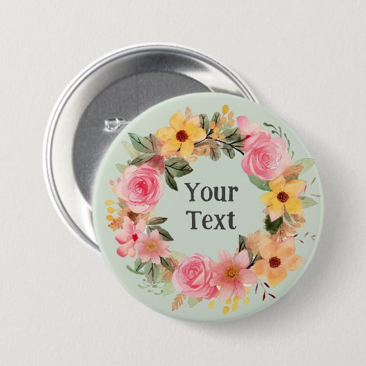 Verzaubernde Rose Entwürdigung von Blumenreath Button (Vorne & Hinten)