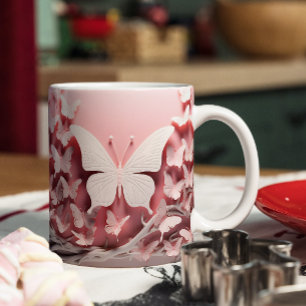 Verzaubernde Sip:3D Pastel Pink Butterfly Tasse