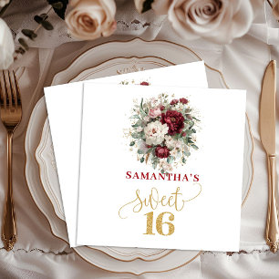 Verzaubernde Sweet 16 Blush Burgunder Servietten