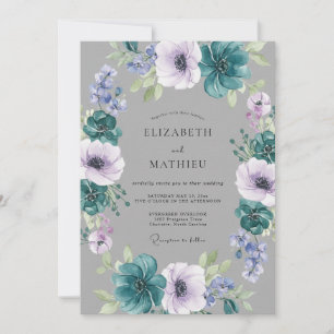 Verzaubernde Teal-Winterhochzeit Einladung