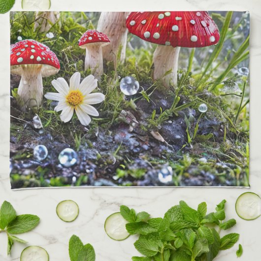 Verzaubernde Toadstools Rain Fantasy Mystical Geschirrtuch (Gefaltet)