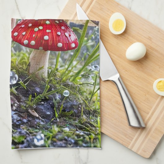 Verzaubernde Toadstools Rain Fantasy Mystical Geschirrtuch (Viertel Falte)