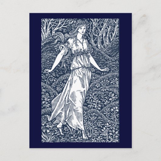Verzaubernde Waldfee im Stil von William Morris Postkarte (Vorderseite)