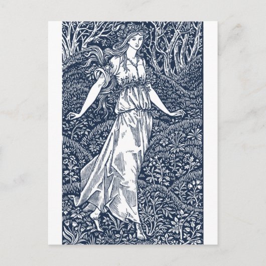 Verzaubernde Waldfee im Stil von William Morris Postkarte (Vorderseite)