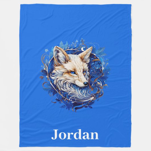 Verzaubernder Fuchs mit Individuelle Name Fleecedecke (Vorderseite)