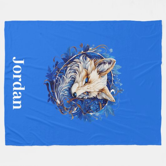 Verzaubernder Fuchs mit Individuelle Name Fleecedecke (Vorderseite (Horizontal))