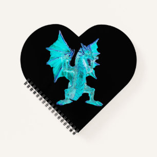 Verzauberndes Blau DRachen Mythisches Design Tägli Notizblock