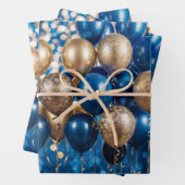 Verzauberndes blaues und goldenes Geschenkpapier (Beispiel)