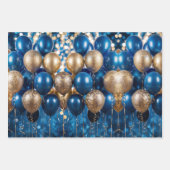 Verzauberndes blaues und goldenes Geschenkpapier Set (Vorderseite 2)