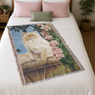 Verzauberndes Creme-Rosen Perserkatze Wald Dryade Decke