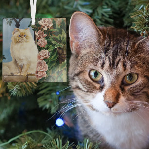 Verzauberndes Creme-Rosen Perserkatze Wald Dryade Ornament Aus Glas