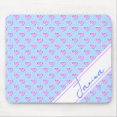 Verzauberndes Hellblau Süße Rosa Herzen Benutzerna Mousepad (Vorne)