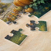 Verzauberndes Herbst Cottage mit Kürbissen Puzzle (Seite)