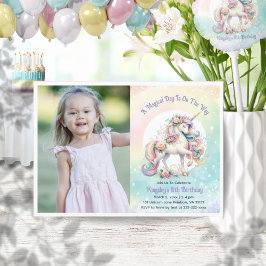 Verzauberndes Pastel Radiant Rainbow Einhorn Foto Einladung