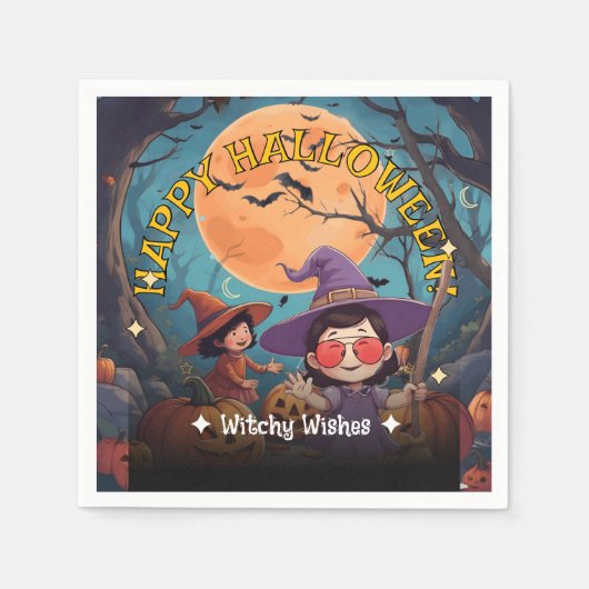 Verzauberndes Pumpkin Patch Halloween-Party Napkin Serviette (Vorderseite)