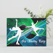 Verzaubert Abbildung Skater Eis Skaten-Party Einladung (Stehend Vorderseite)