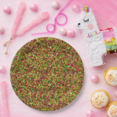 Verzaubert Glitzern-Pink-Green-PAPER-TELLER Pappteller (Party)