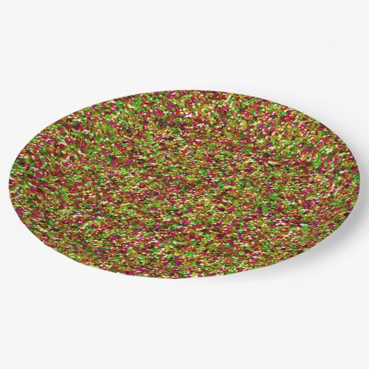 Verzaubert Glitzern-Pink-Green-PAPER-TELLER Pappteller (Schrägansicht)