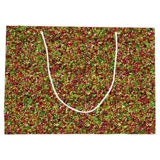 Verzaubert Glitzern-Rosa-Grün-GIFT-BAG L Große Geschenktüte (Rückseite)