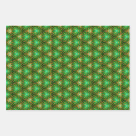 Verzaubert Grün- und Golddekoration Geschenkpapier Set