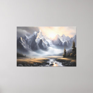 Verzauberte Berglandschaft Whimsikale Zuhause Leinwanddruck