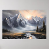 Verzauberte Berglandschaft Whimsikale Zuhause Poster (Vorne)