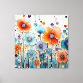 Verzauberte blühende Wiesen-Wildblumen Leinwanddruck (Vorderseite)