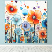 Verzauberte blühende Wiesen-Wildblumen Leinwanddruck (Insitu (Holzboden))