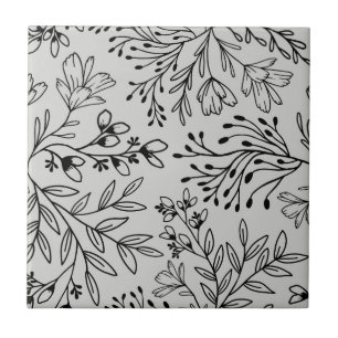 Verzauberte Blumenwiesen-Träume L2 Grau Schwarze F Fliese