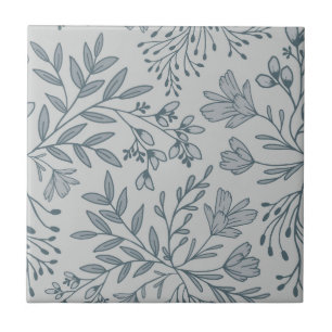 Verzauberte Blumenwiesen-Träume L4 Grau Blau Fliese