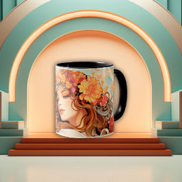 Verzauberte Blüten Art Nouveau Frau Tasse