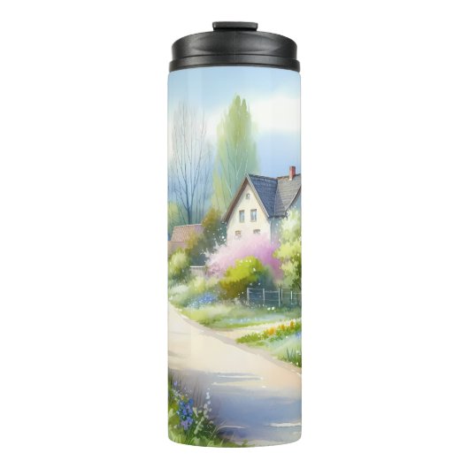 Verzauberte Blütenlandstraße Thermosbecher (Vorderseite)