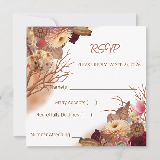 Verzauberte Boho-Wildblumen-Hochzeits-RSVP im Märc (Vorderseite)