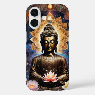 Verzauberte Buddha-Meditation in Gold- und Loto-Hü iPhone 16 Hülle