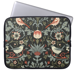 Verzauberte dunkle Vintage-Blumen und Vögel Laptopschutzhülle