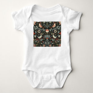 Verzauberte dunkle Vintage-Blumen Vögel Baby Strampler