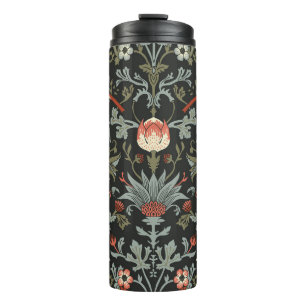 Verzauberte dunkle Vintage-Blumen Vögel Thermosbecher