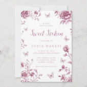 Verzauberte Dusty Rose Sweet 16 Birthday Einladung (Vorderseite)