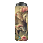 Verzauberte Elefanten im Blumenwald Thermosbecher (Vorderseite)