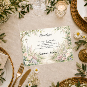 Verzauberte Eleganz des geheimen Gartens Hochzeit Dankeskarte