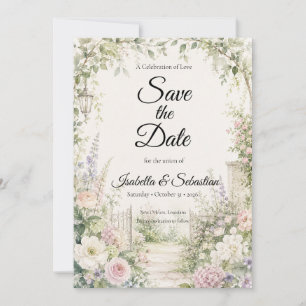 Verzauberte Eleganz des geheimen Gartens Hochzeit Save The Date