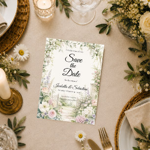 Verzauberte Eleganz des geheimen Gartens Hochzeit Save The Date